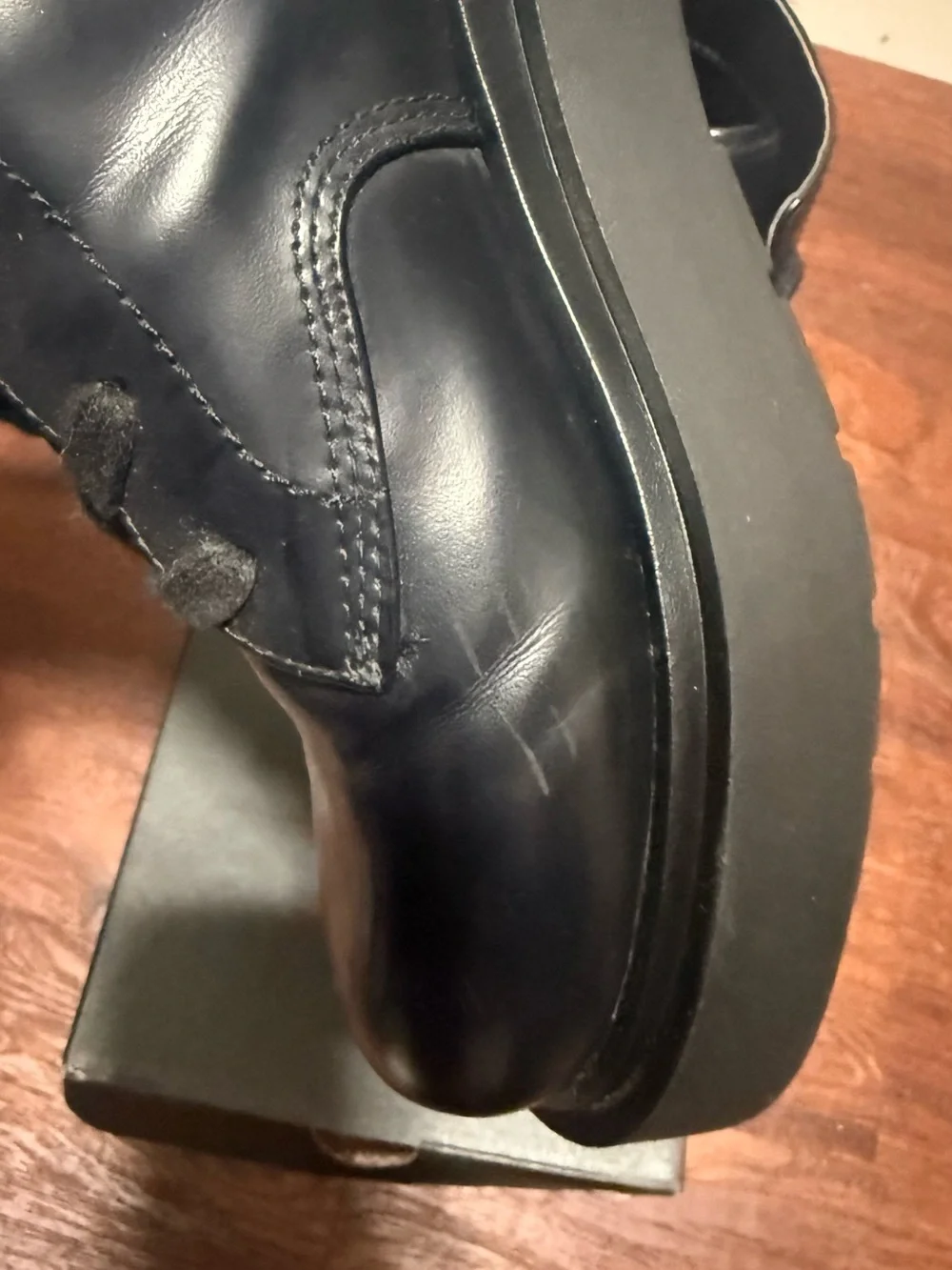 Black Lace-Up Chunky Lug Sole Ankle Boots – Size 6.5